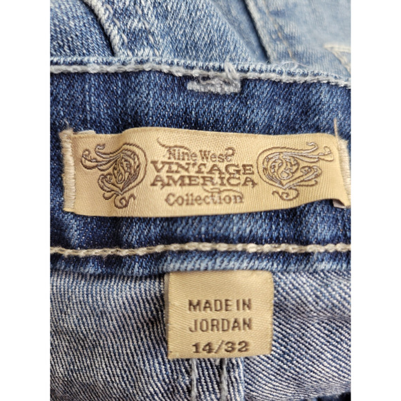 Nine West Jeans Blue Denim Vintage Boho Cuffed High Rise Cropped Women's Size 14 - Picture 2 of 12